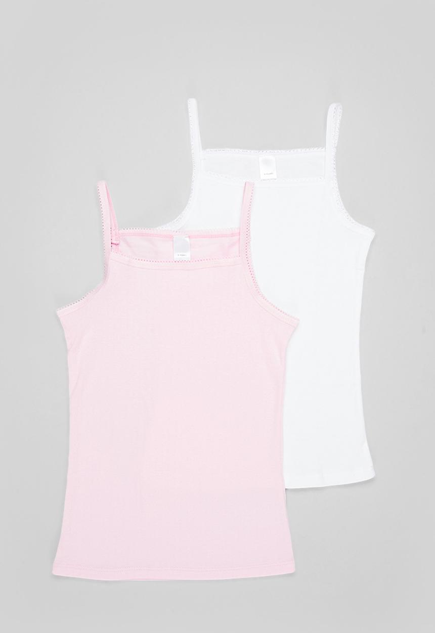 Rebel Republic - 2 Pack cami vest - white/pink