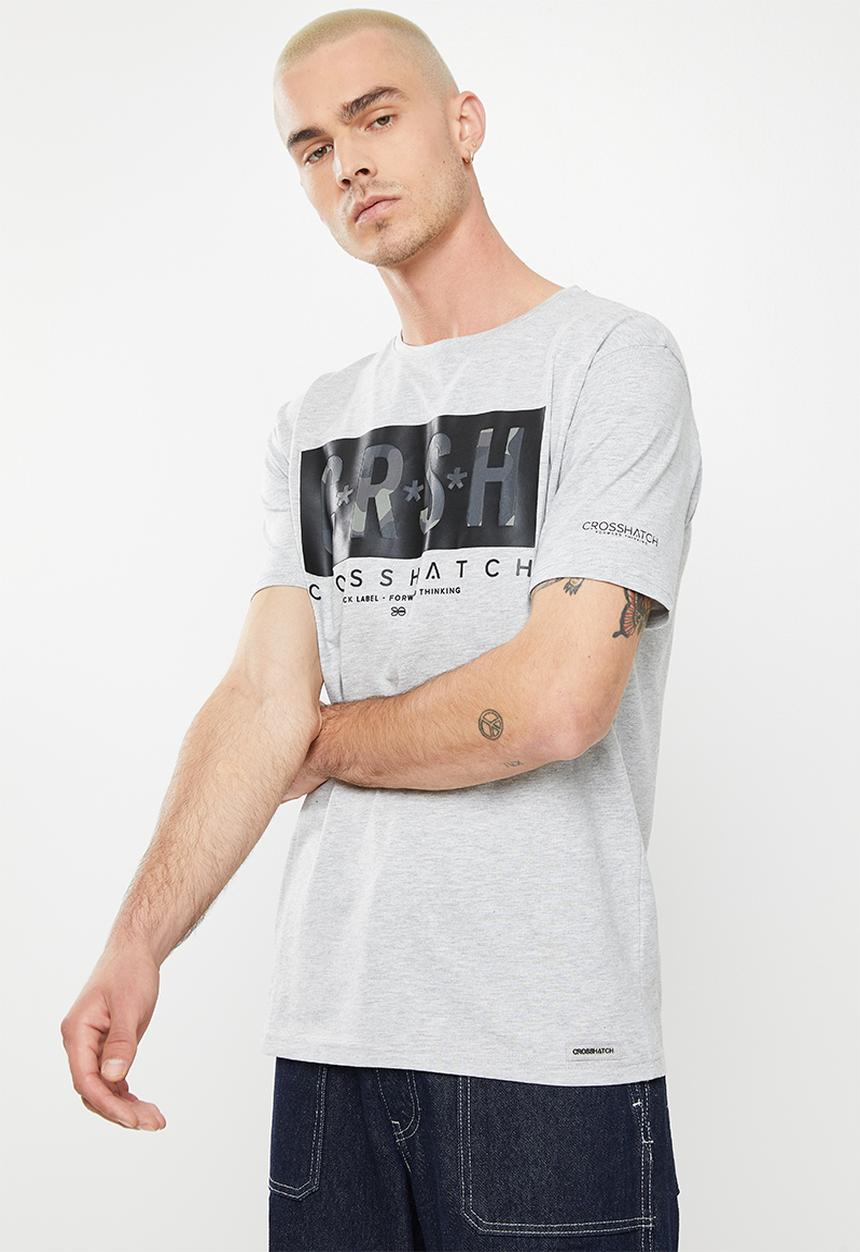 Crosshatch - Meshmore ch crsh raised rubber print tee - grey 
