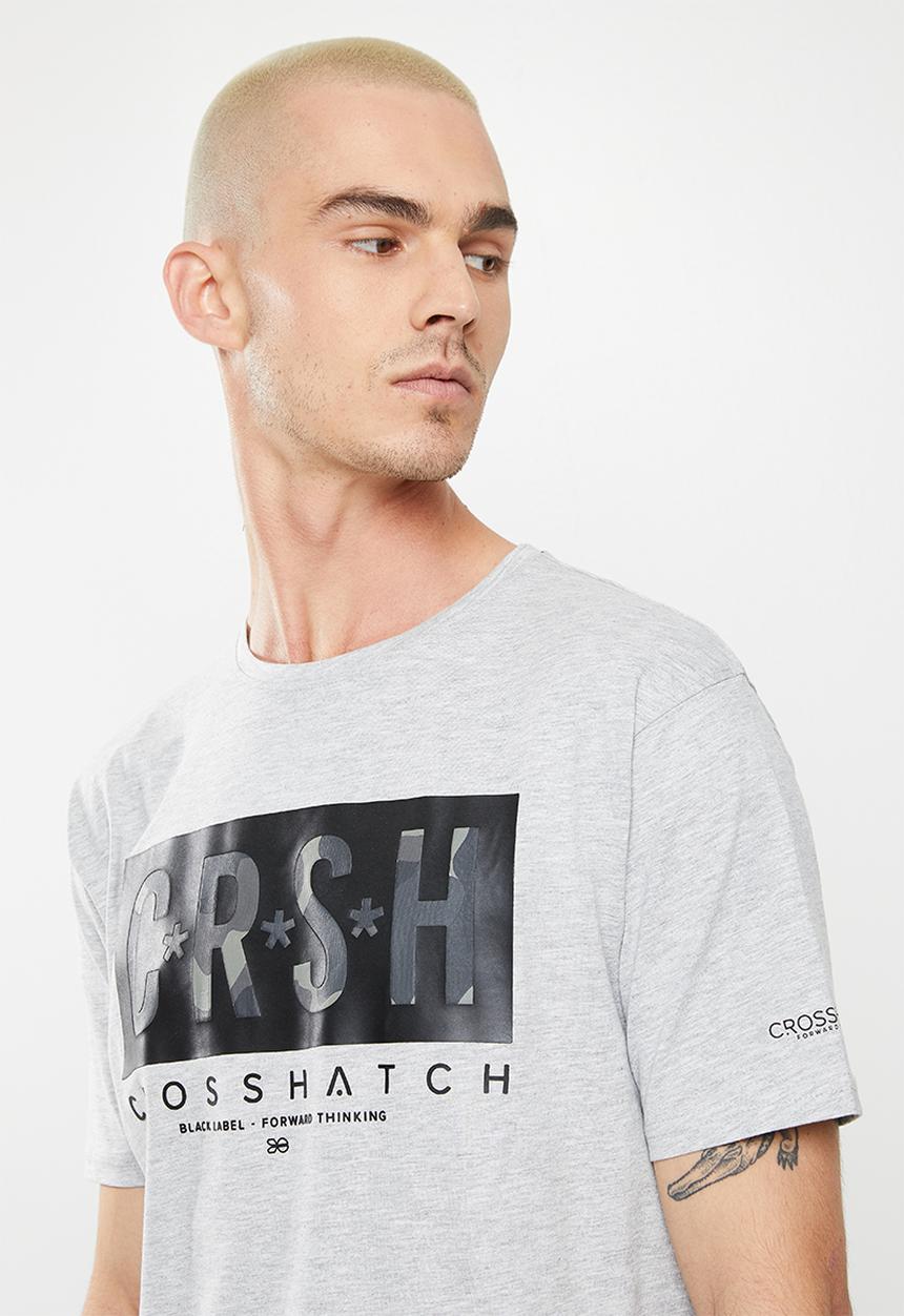 Crosshatch - Meshmore ch crsh raised rubber print tee - grey 