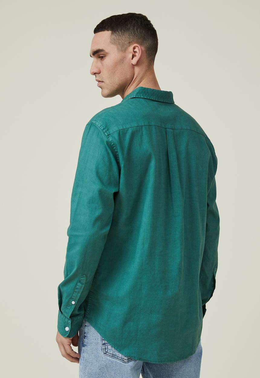 Cotton On - Ashby long sleeve shirt - forest