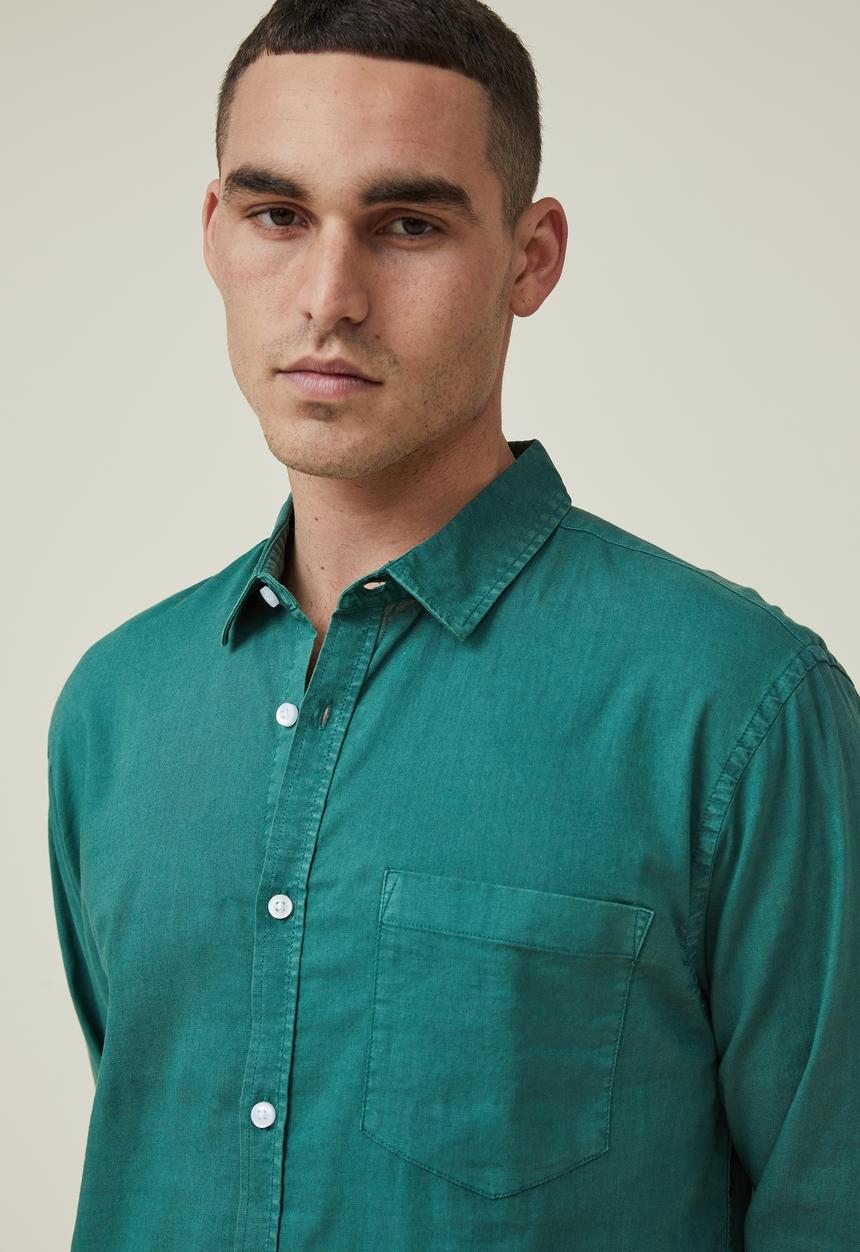 Cotton On - Ashby long sleeve shirt - forest