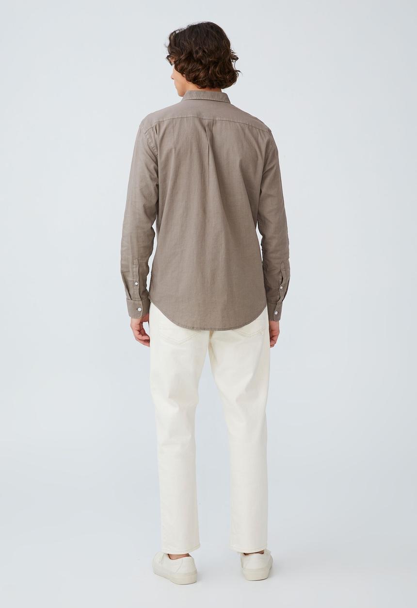 Cotton On - Ashby long sleeve shirt - mushroom