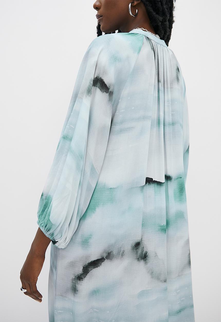 VELVET - Printed button through kaftan midi dress - watercolour