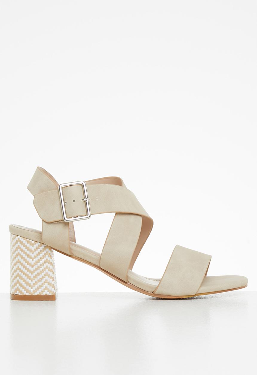 Nicolsen 2 ankle tie block heel - neutral