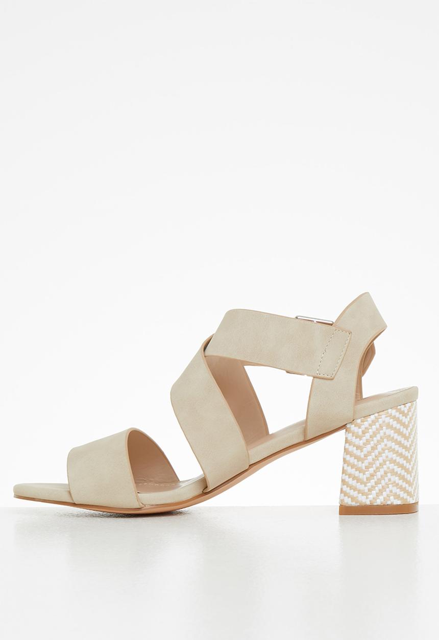 Nicolsen 2 ankle tie block heel - neutral