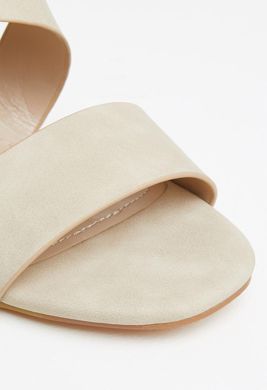 Nicolsen 2 ankle tie block heel - neutral