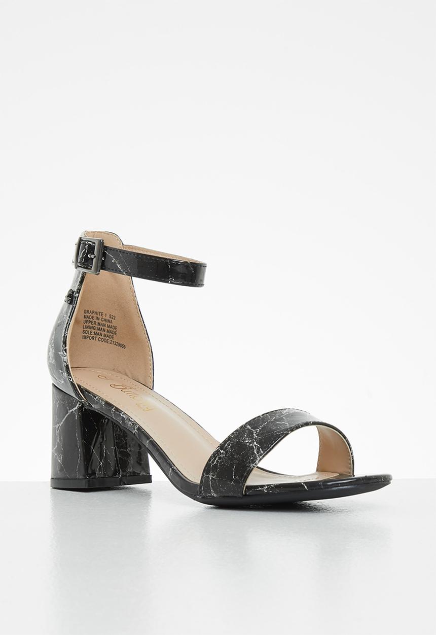 Butterfly Feet - Graphite 1 ankle tie block heel - black