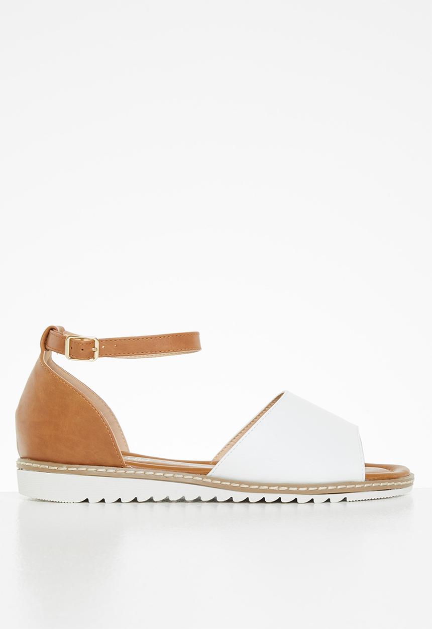 Butterfly Feet - Walnut 1 ankle tie sandal - white