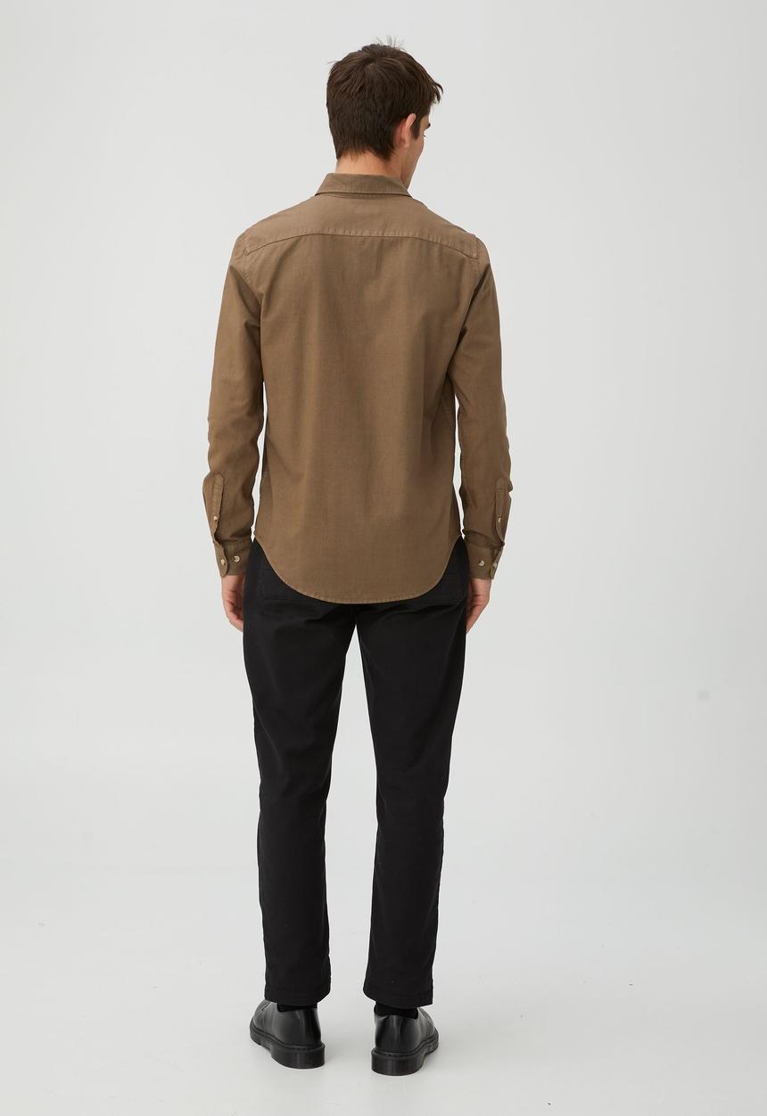 Cotton On - Mayfair long sleeve shirt - vintage washed chocolate