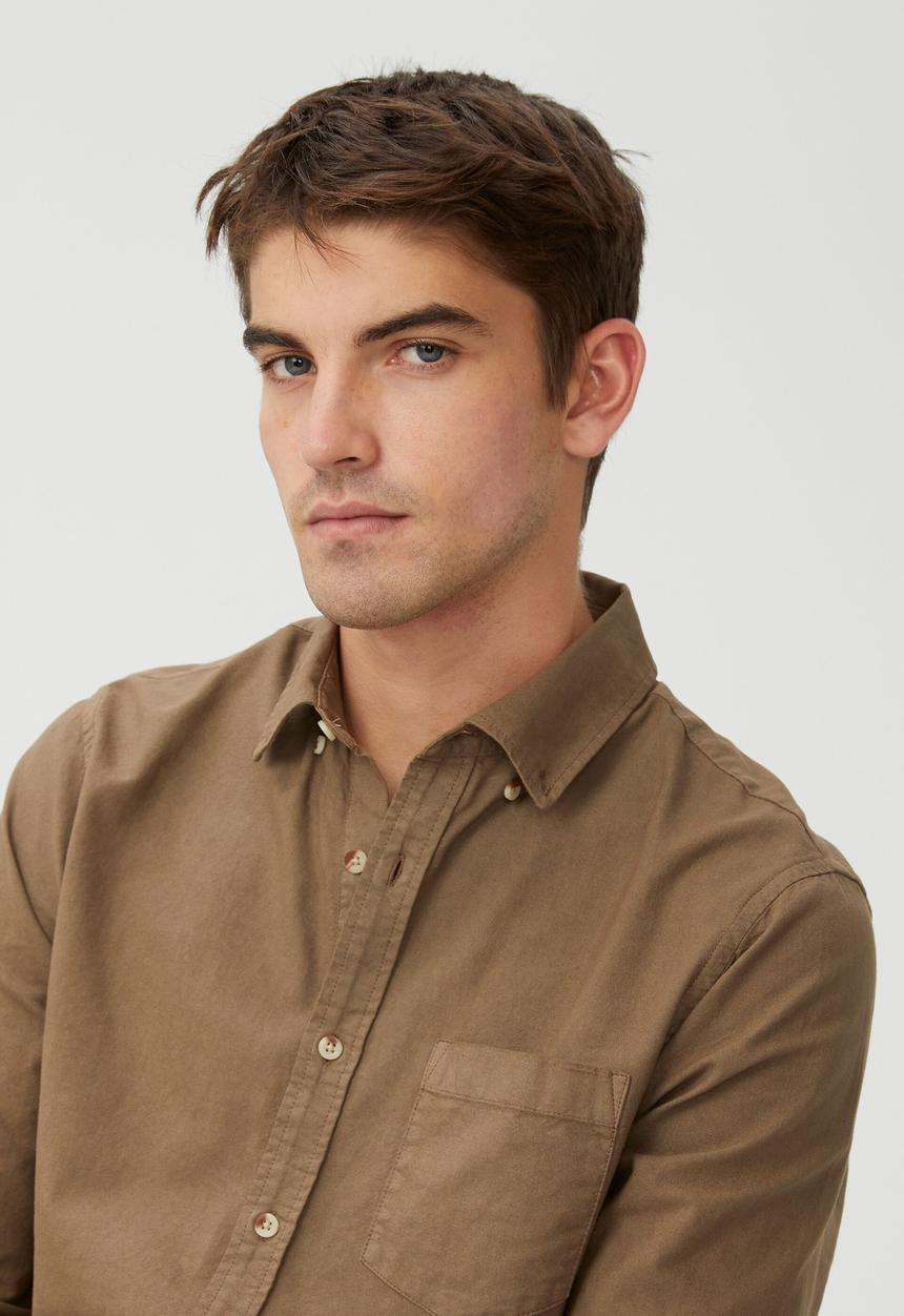 Cotton On - Mayfair long sleeve shirt - vintage washed chocolate