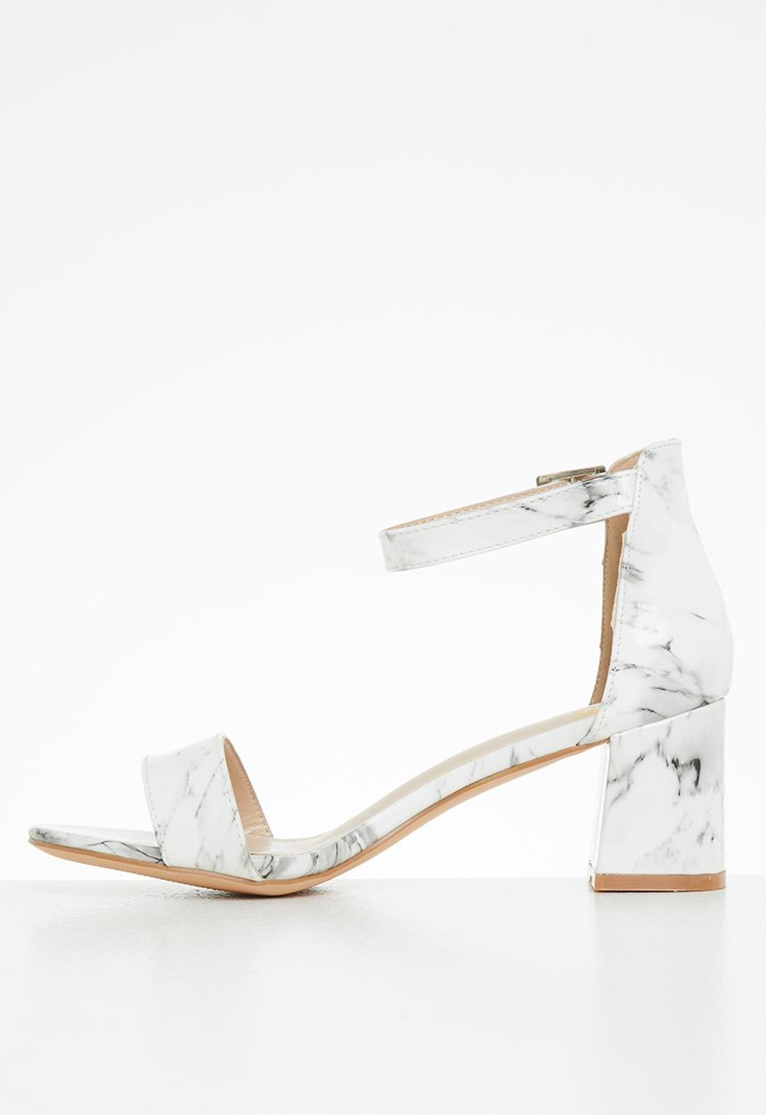 Butterfly Feet - Graphite 1 ankle tie block heel - white
