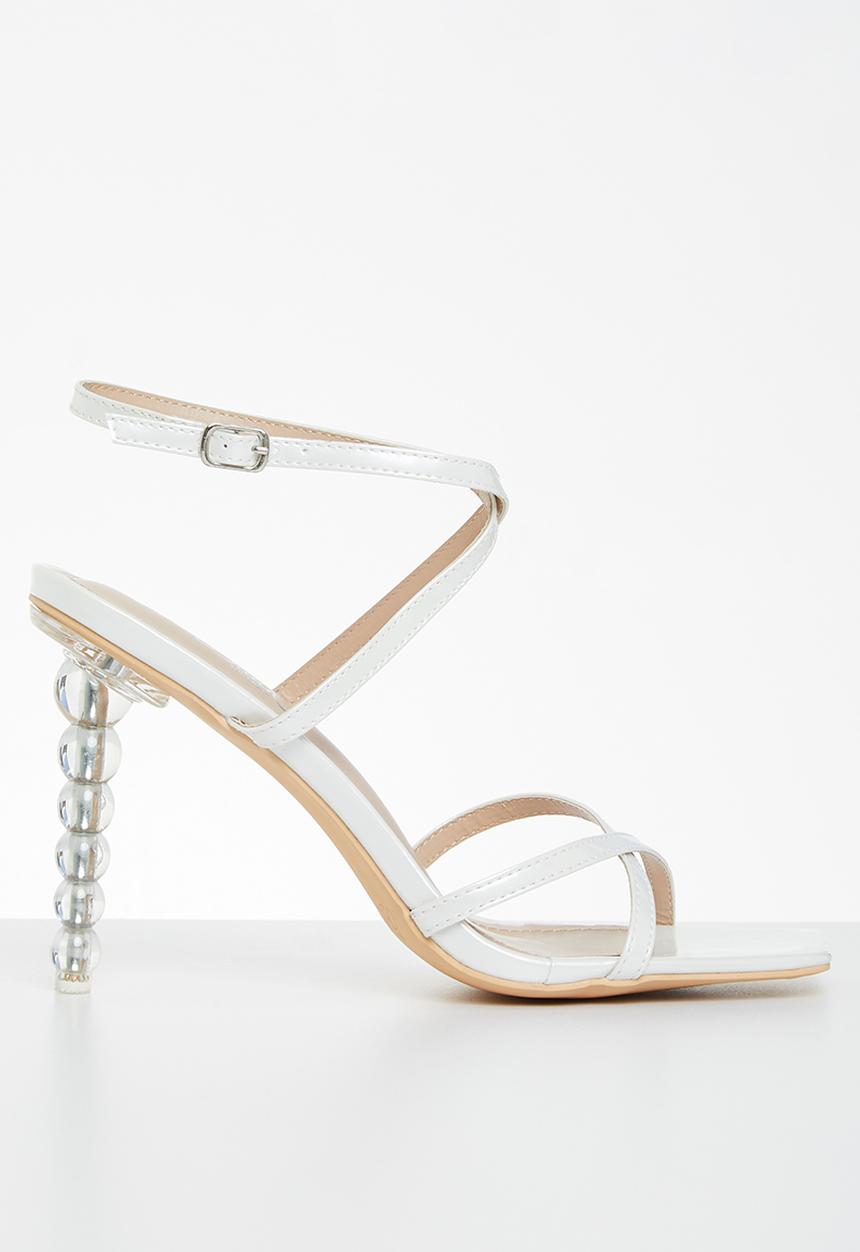 Miss Black - Hubbly2 ankle tie heel - white