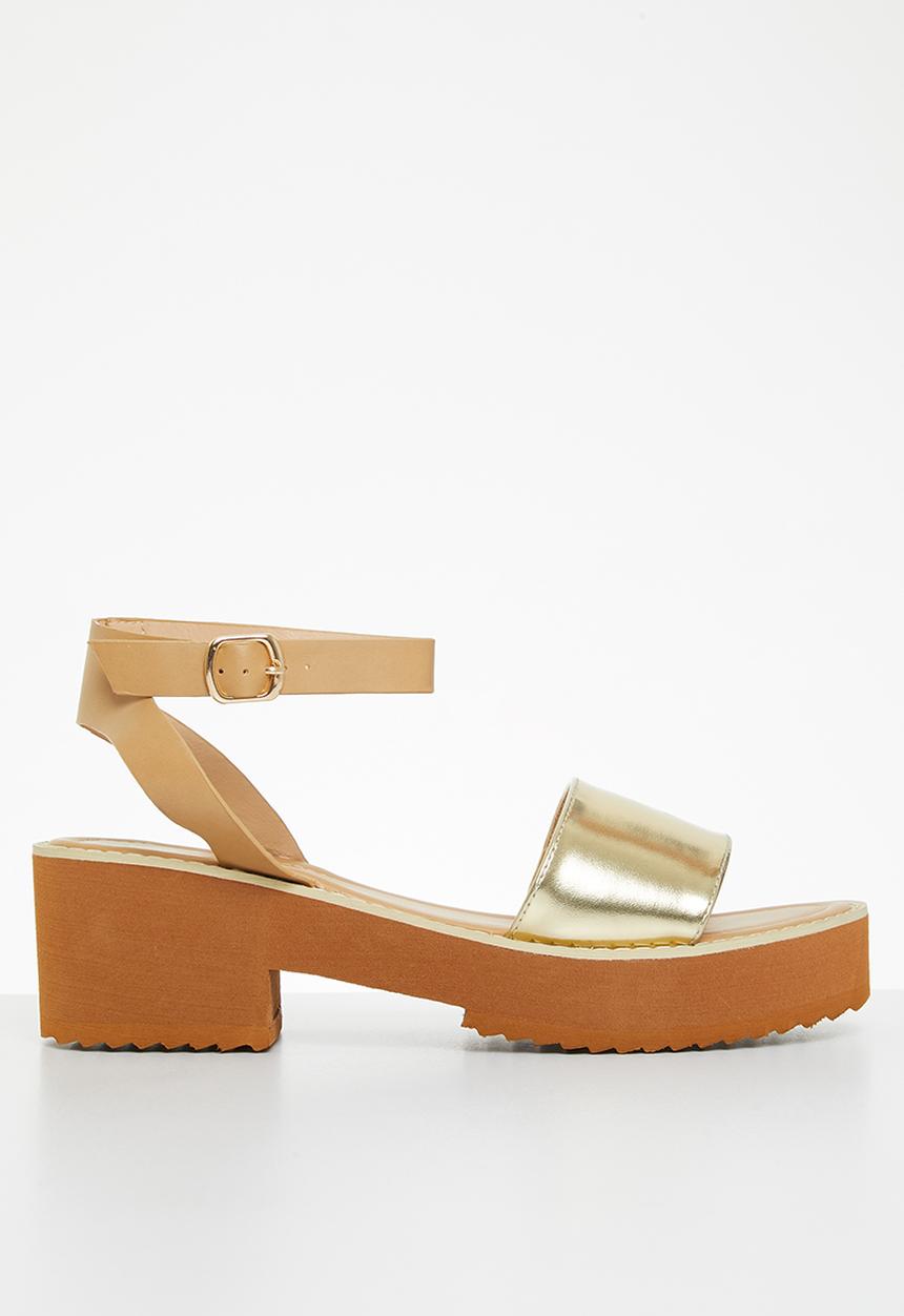 Miss Black - Grunge1 block heel - gold