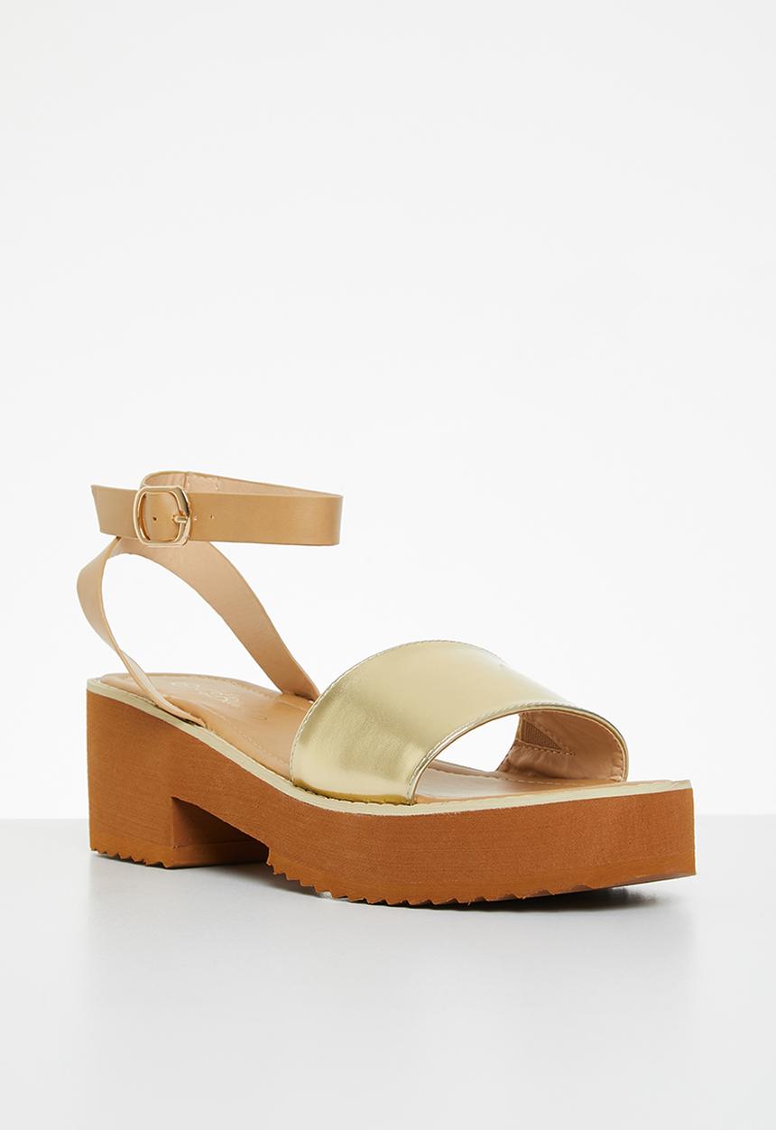 Miss Black - Grunge1 block heel - gold