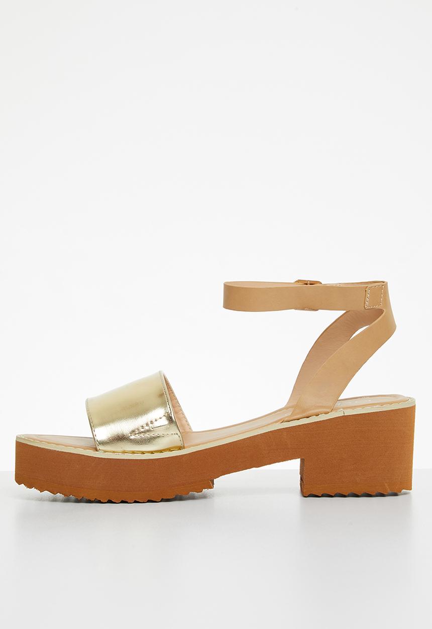 Miss Black - Grunge1 block heel - gold