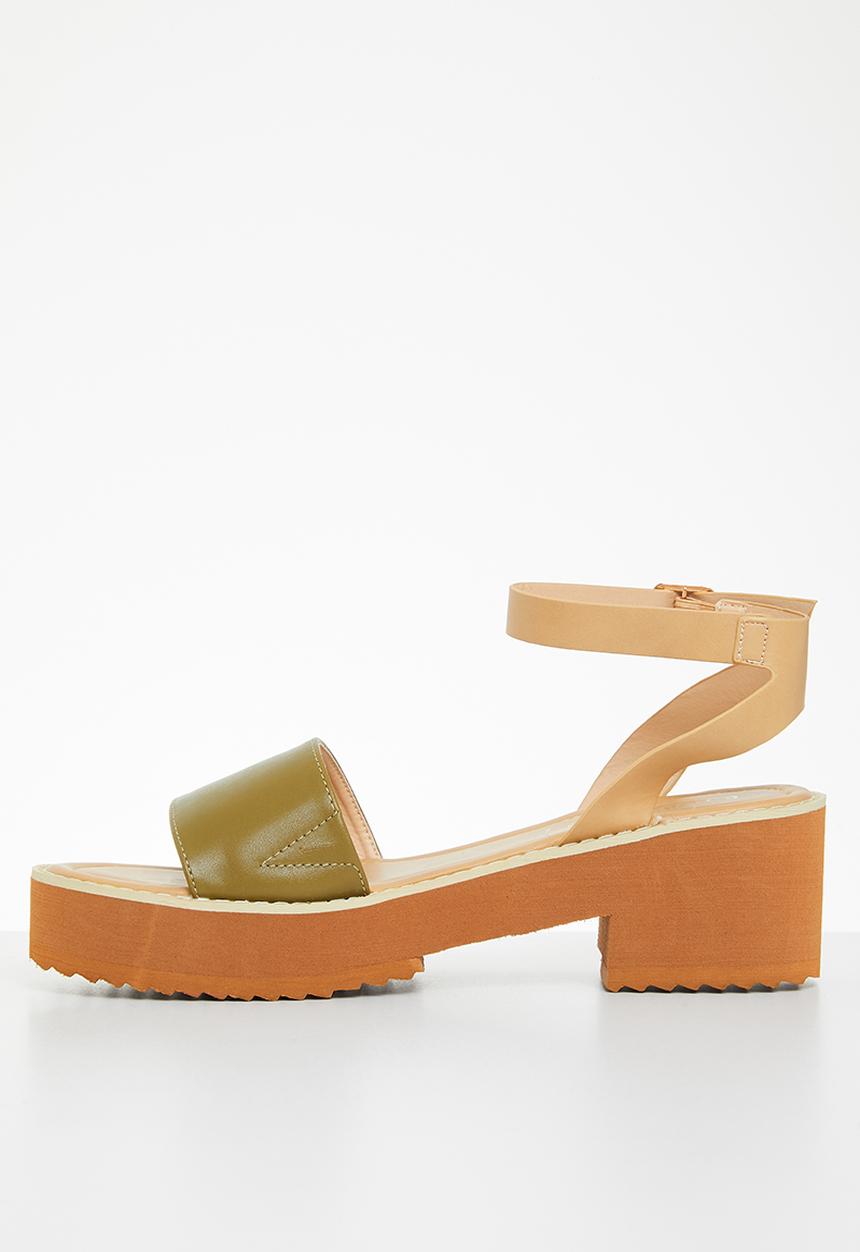 Miss Black - Grunge1 block heel - olive