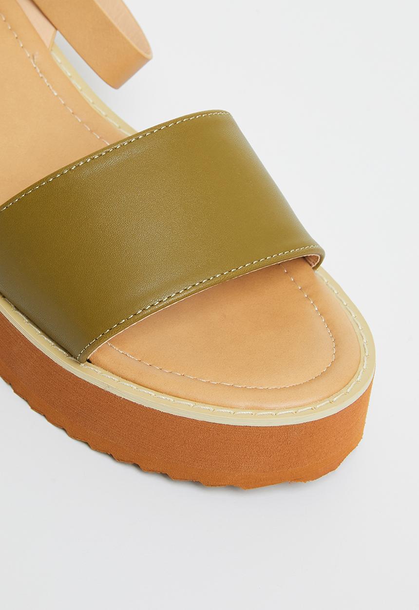 Miss Black - Grunge1 block heel - olive