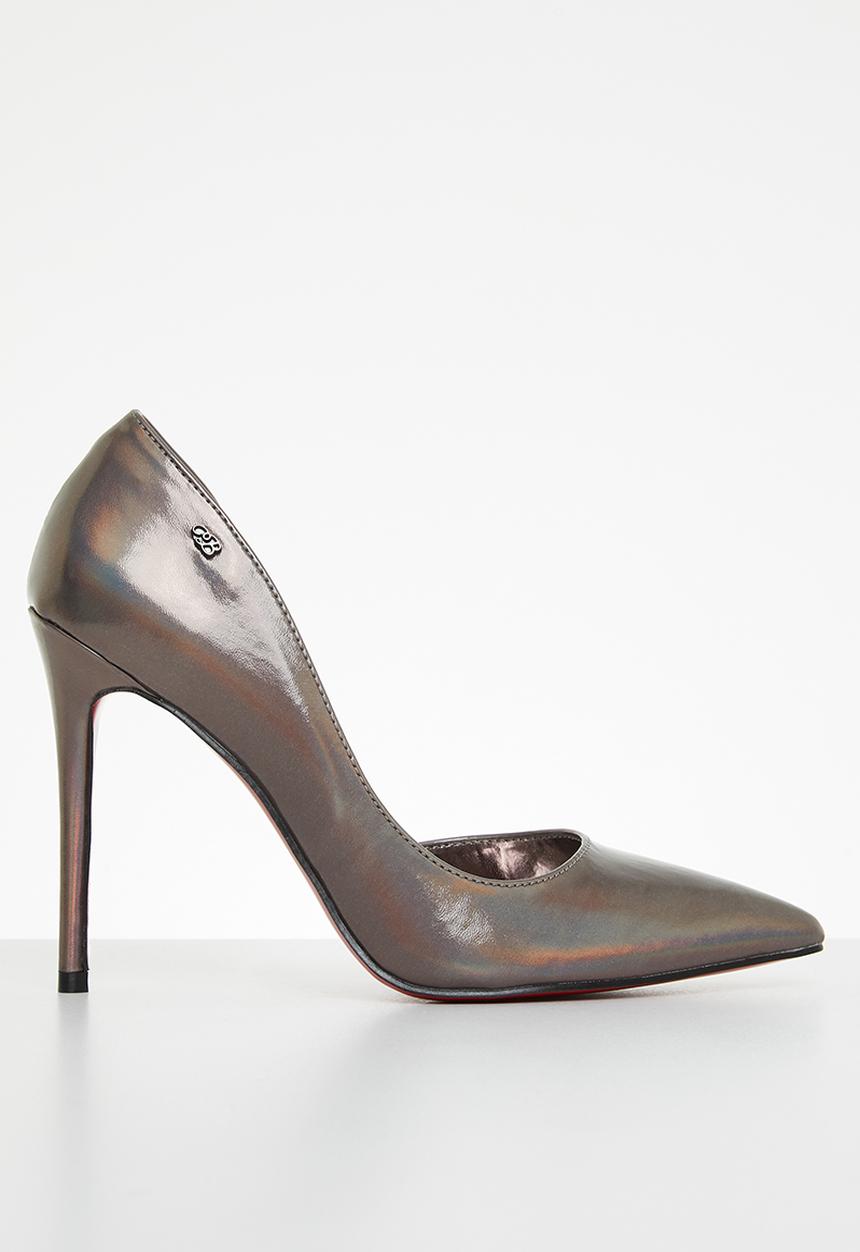 Miss Black - Lou28 barely there court heel - pewter
