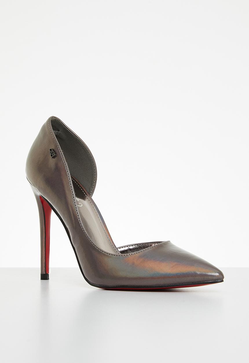 Miss Black - Lou28 barely there court heel - pewter