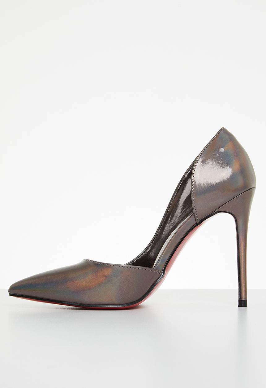 Miss Black - Lou28 barely there court heel - pewter