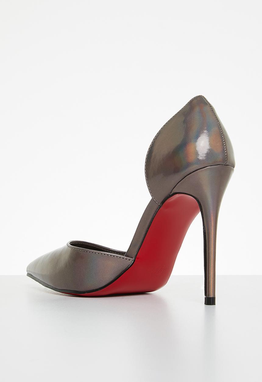 Miss Black - Lou28 barely there court heel - pewter