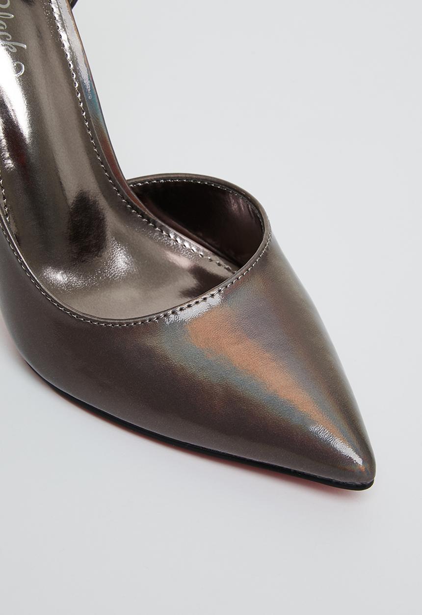 Miss Black - Lou28 barely there court heel - pewter