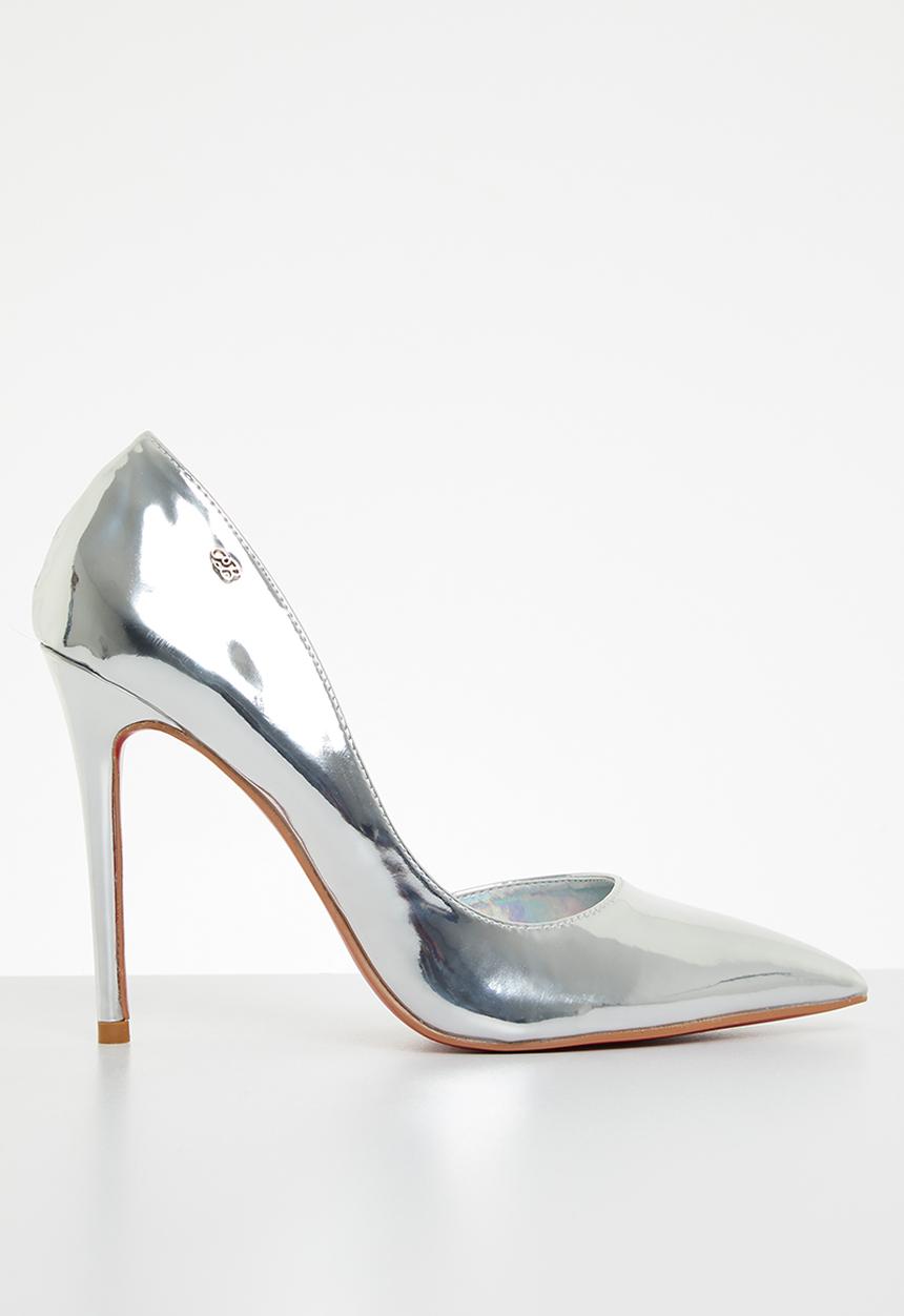 Miss Black - Lou28 barely there court heel - silver