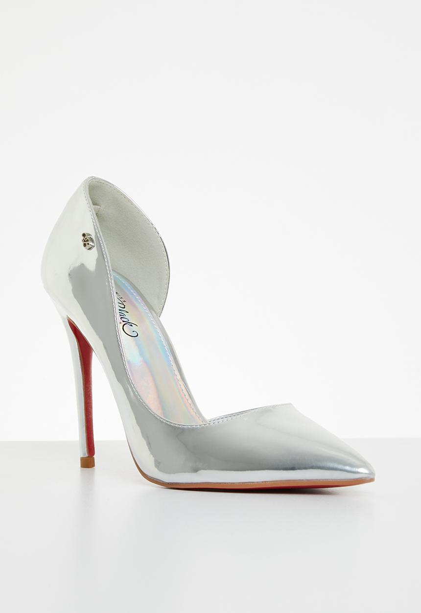Miss Black - Lou28 barely there court heel - silver