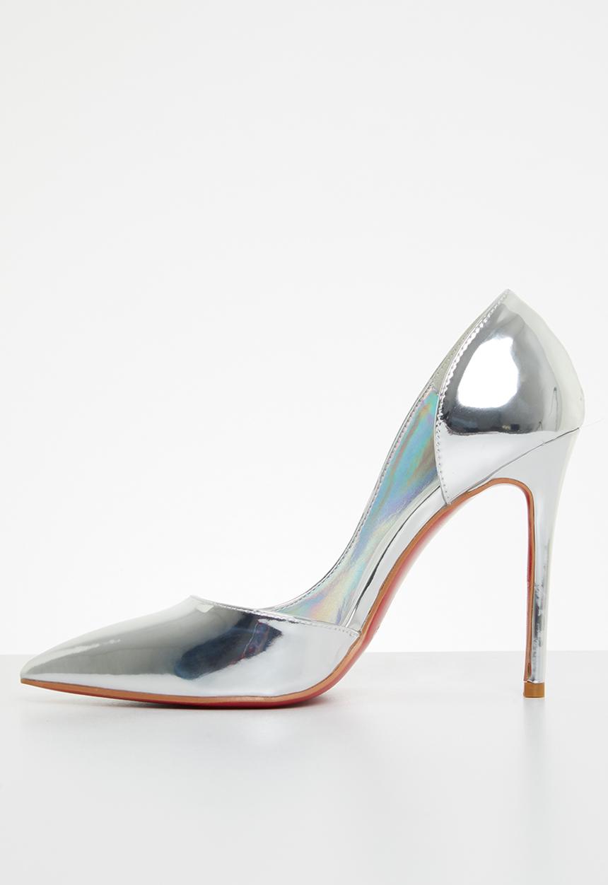 Miss Black - Lou28 barely there court heel - silver
