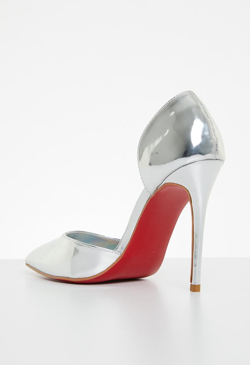 Miss Black - Lou28 barely there court heel - silver