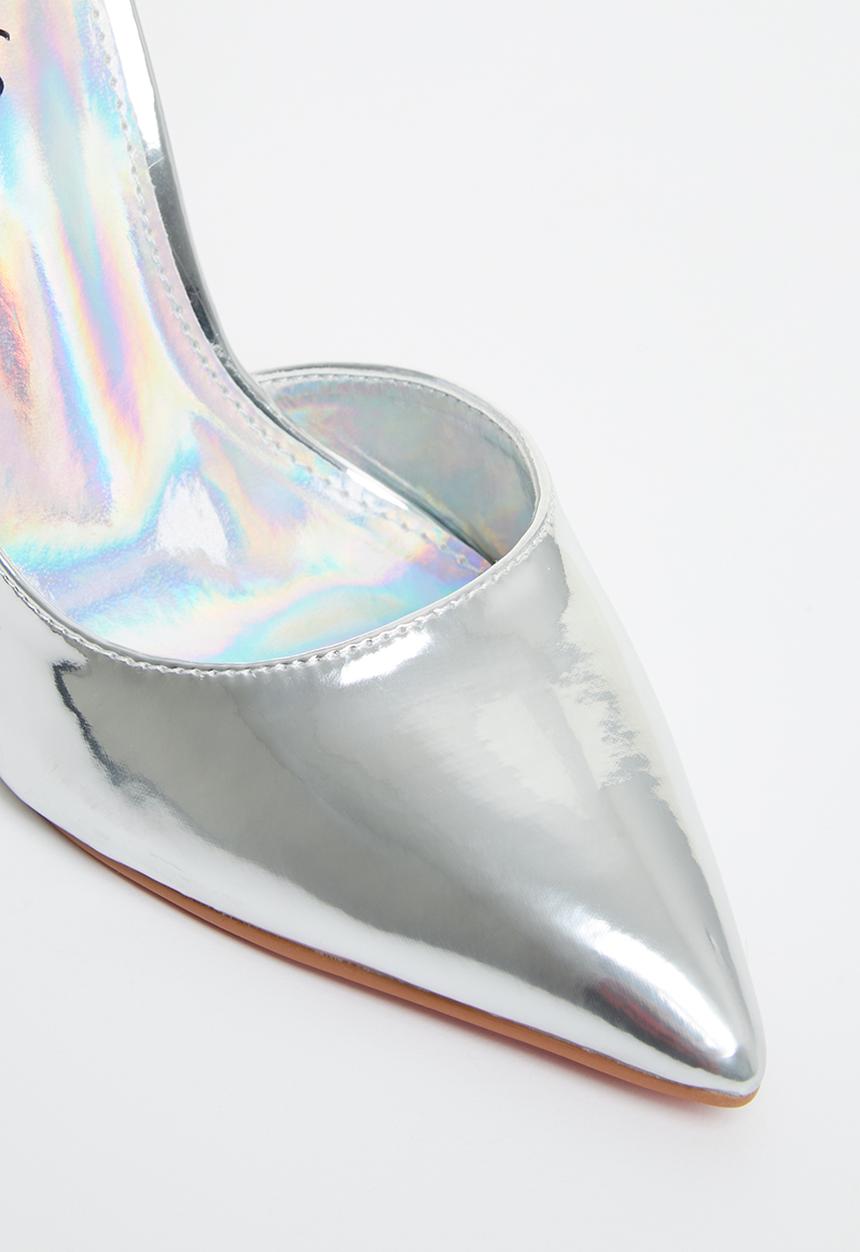 Miss Black - Lou28 barely there court heel - silver