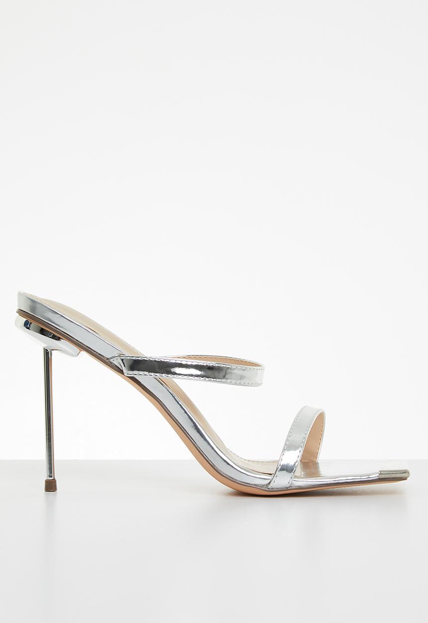 Miss Black - Swing1 barely there stiletto mule heel - silver