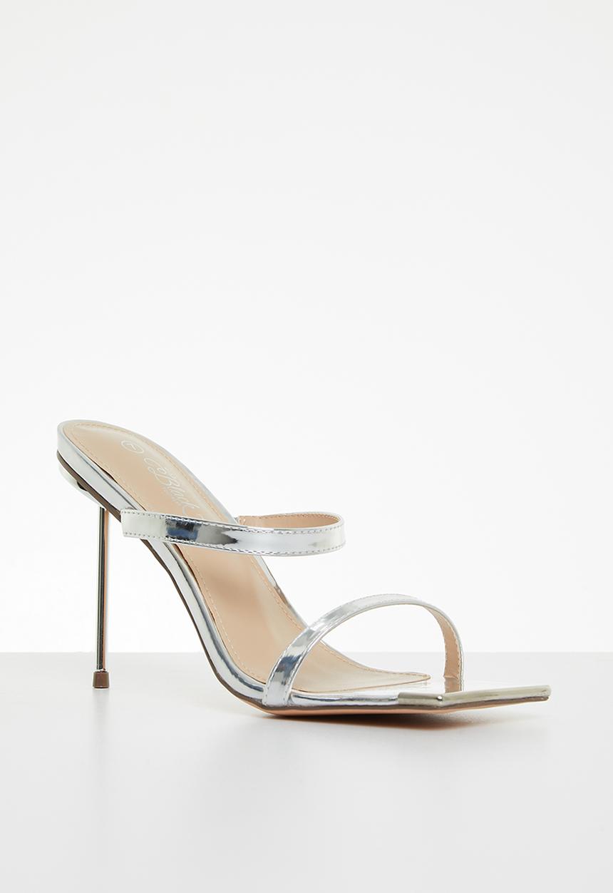 Miss Black - Swing1 barely there stiletto mule heel - silver
