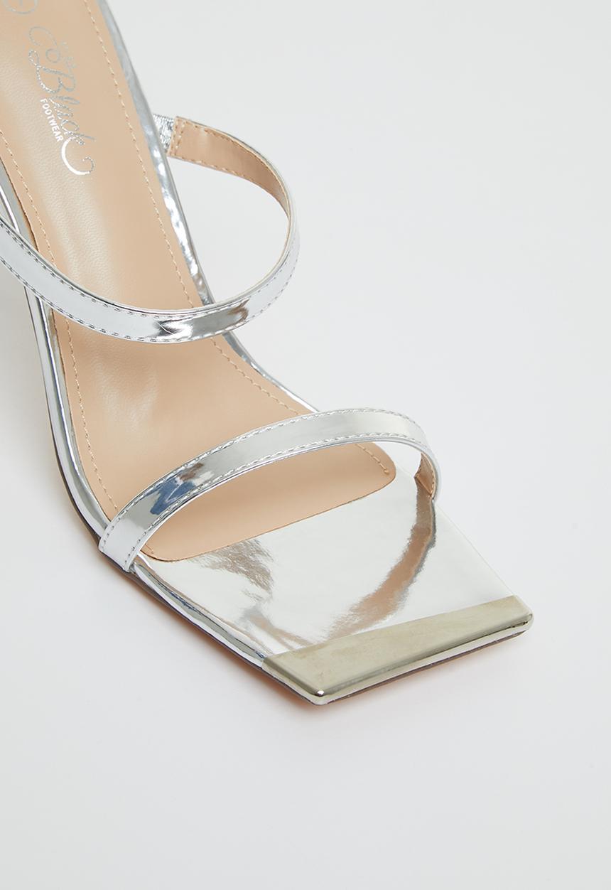 Miss Black - Swing1 barely there stiletto mule heel - silver