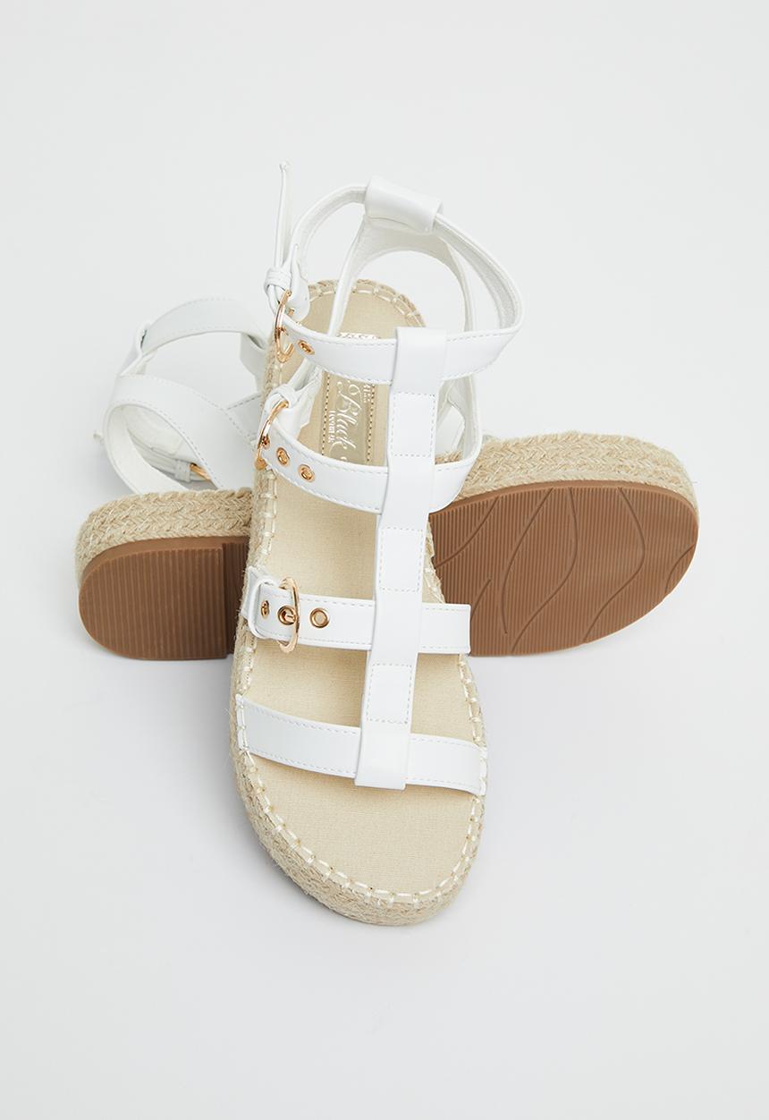 Miss Black - Lisbon2 espadrille wedge heel - white