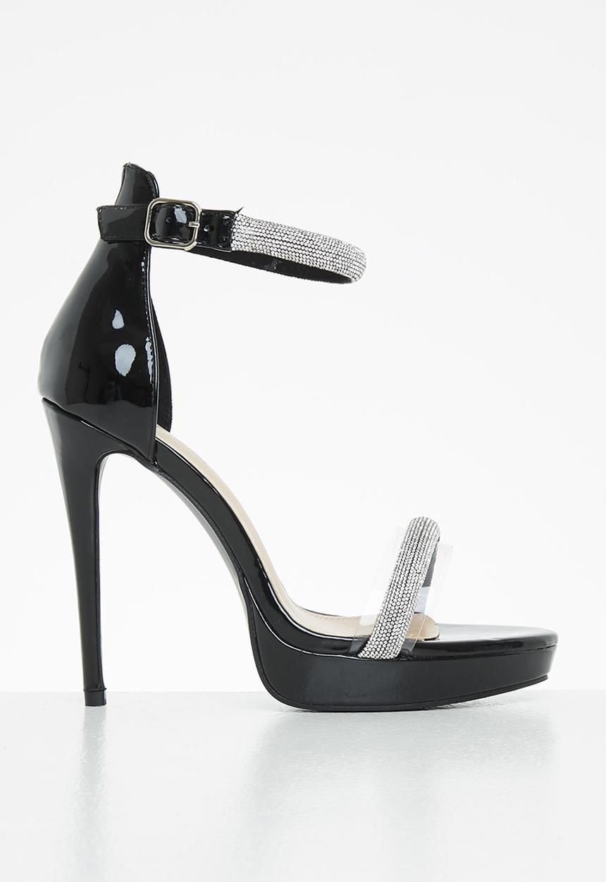 Rock & Co - Vegas 1 ankle tie barely there stiletto heel - black