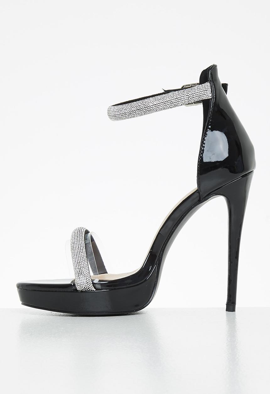 Rock & Co - Vegas 1 ankle tie barely there stiletto heel - black