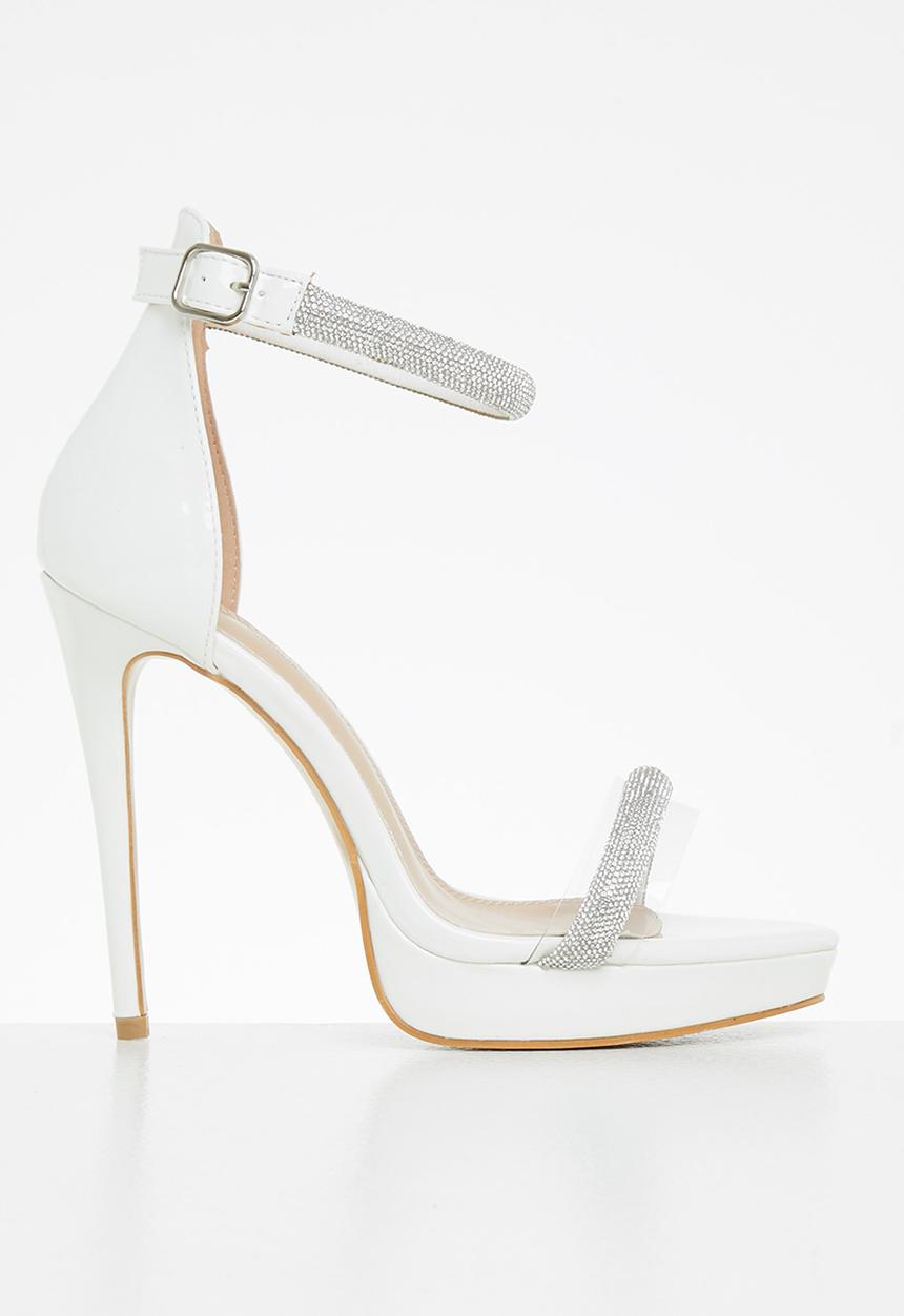Rock & Co - Vegas 1 ankle tie barely there stiletto heel - white