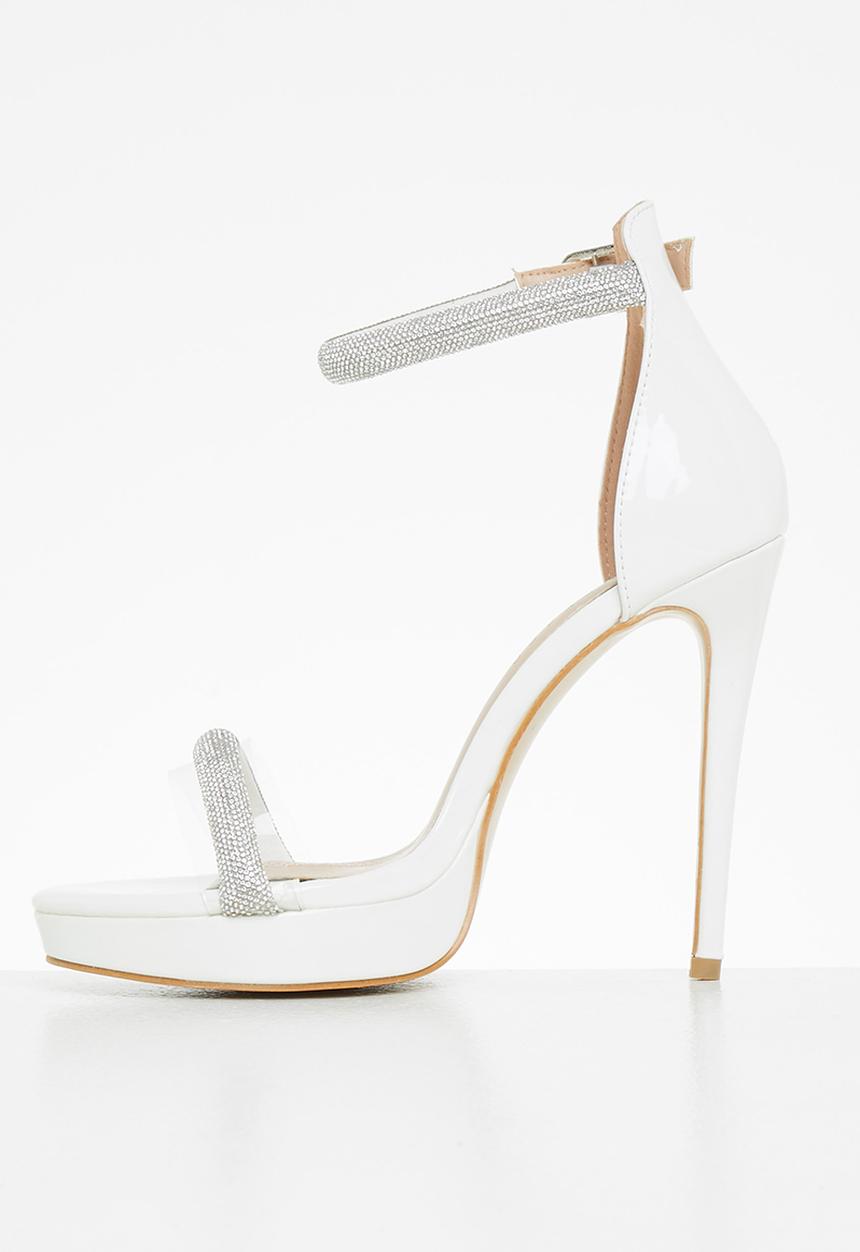 Rock & Co - Vegas 1 ankle tie barely there stiletto heel - white