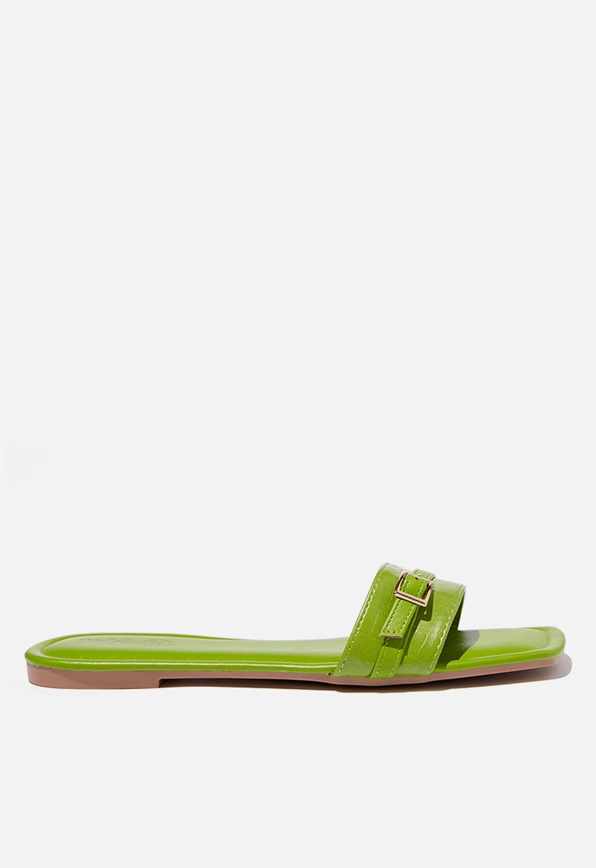 Cotton On - Becs mini buckle slide - green croc