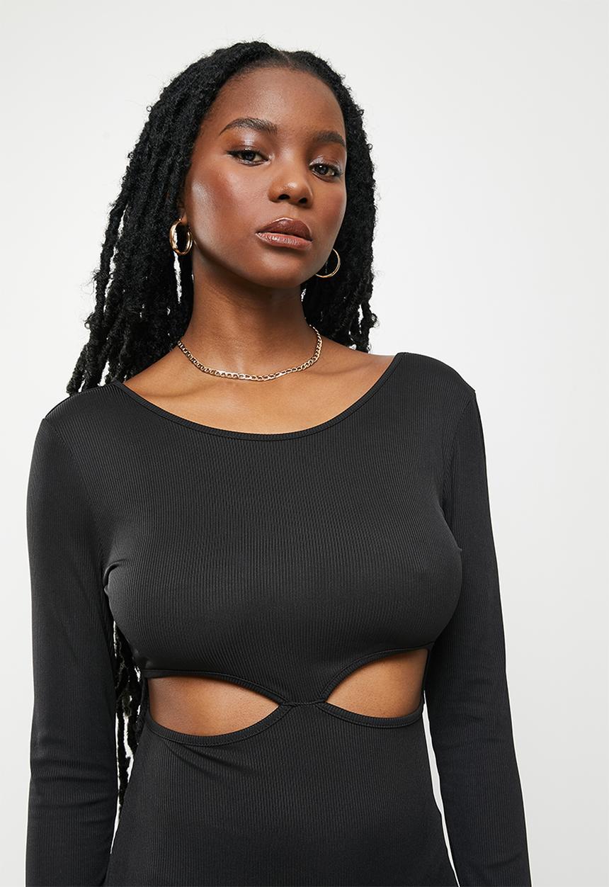 dailyfriday - Cross back midi dress - black