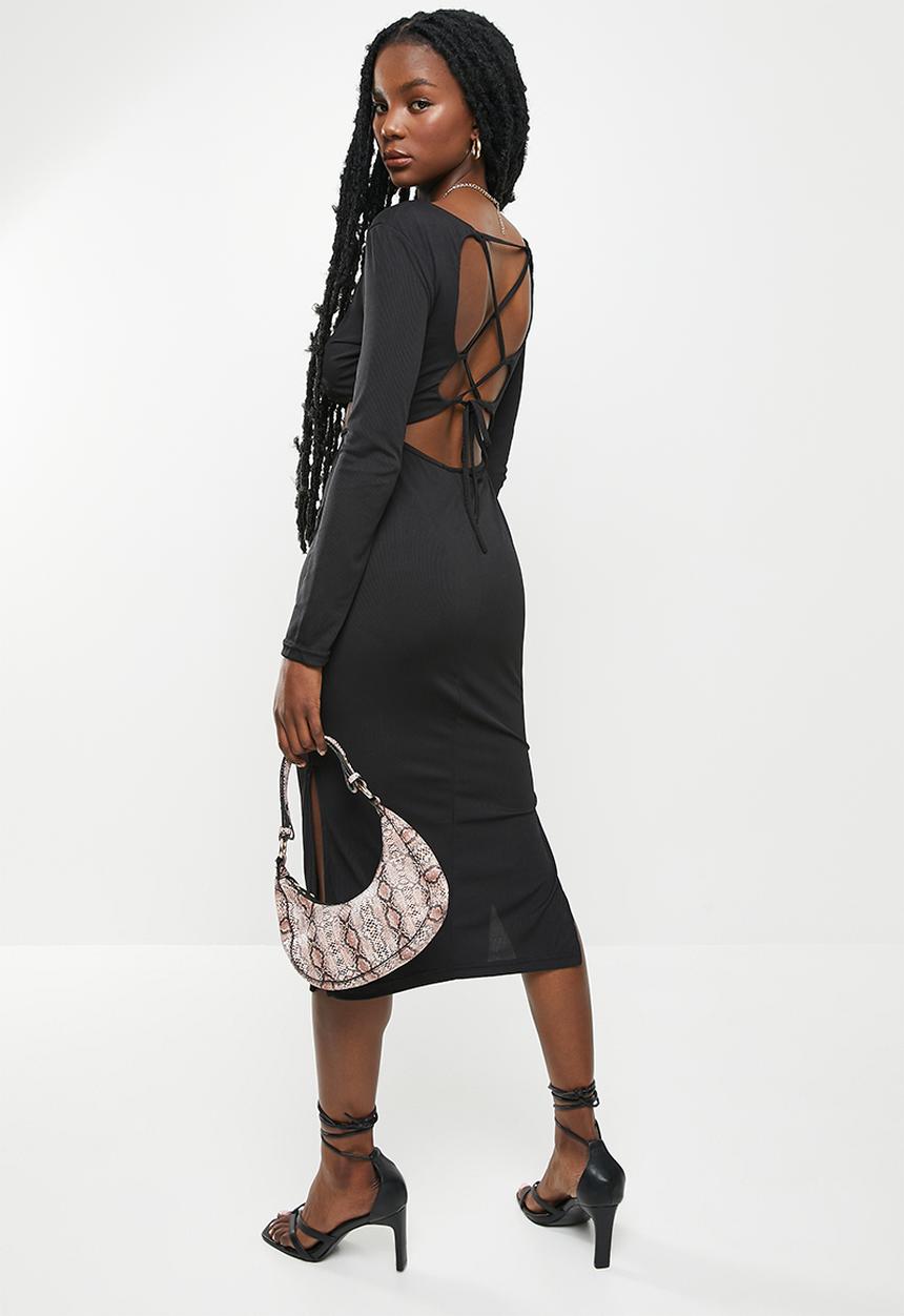 dailyfriday - Cross back midi dress - black