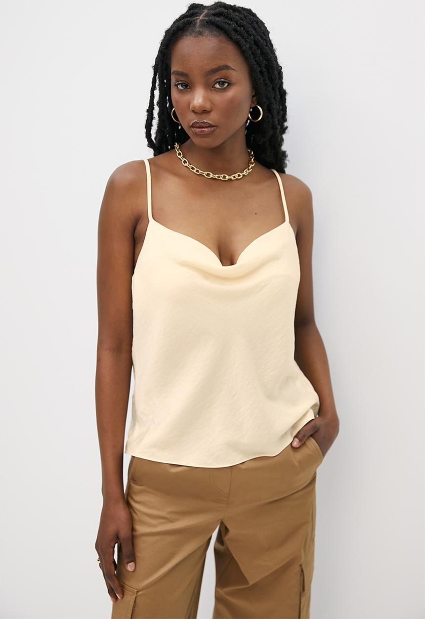 VELVET - Satin cowl neck cami blouse - neutral