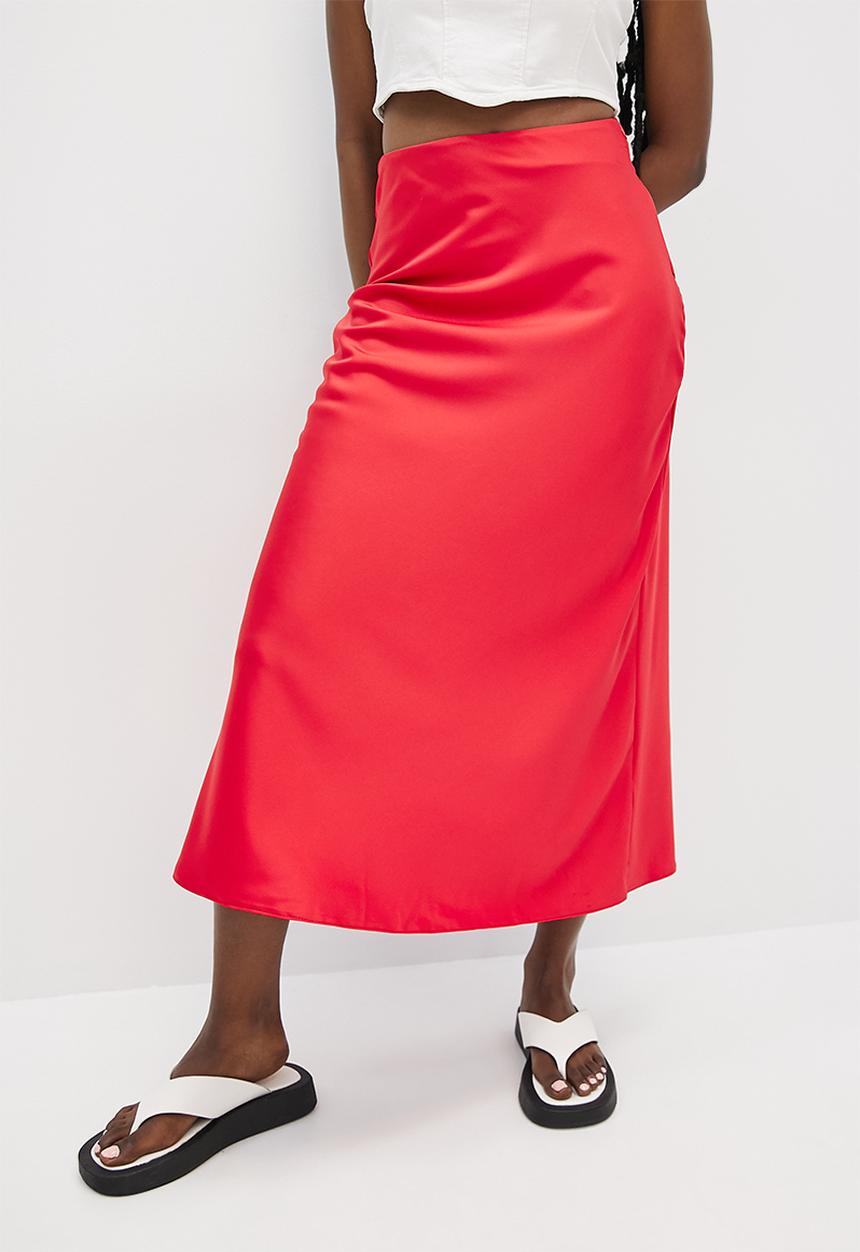 Superbalist - Long slip midi skirt - red