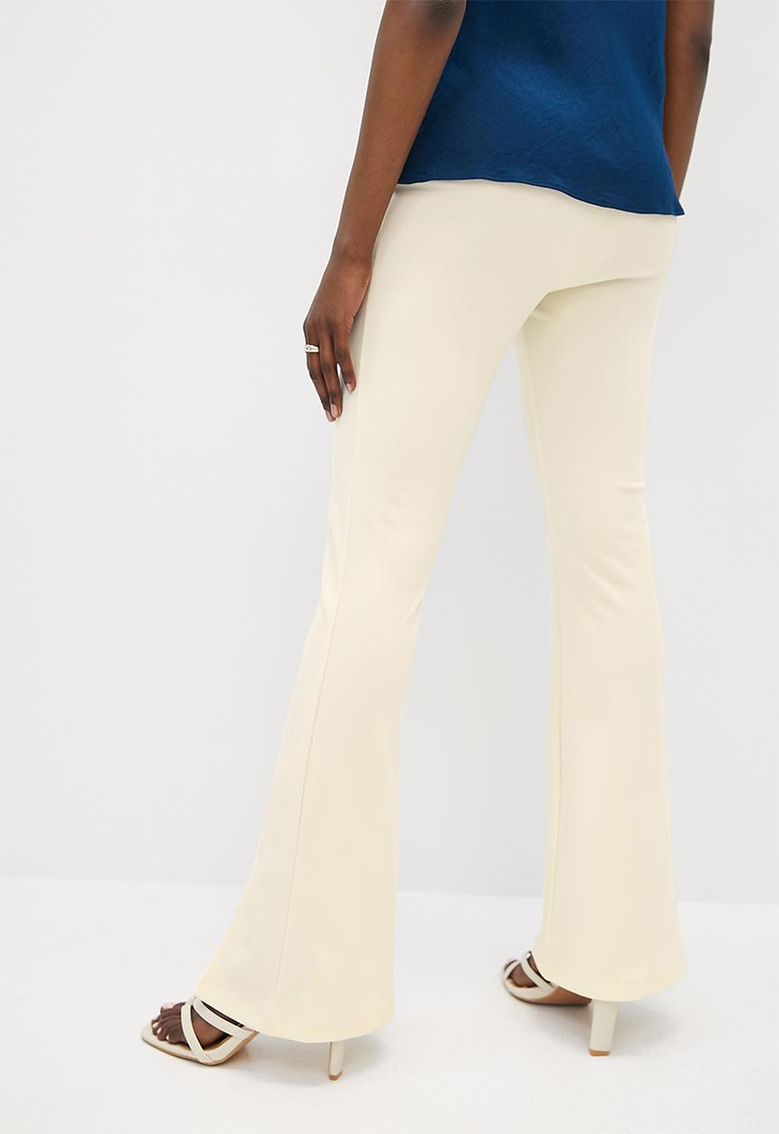VELVET - Kickflare split hem ankle grazer pants - ecru