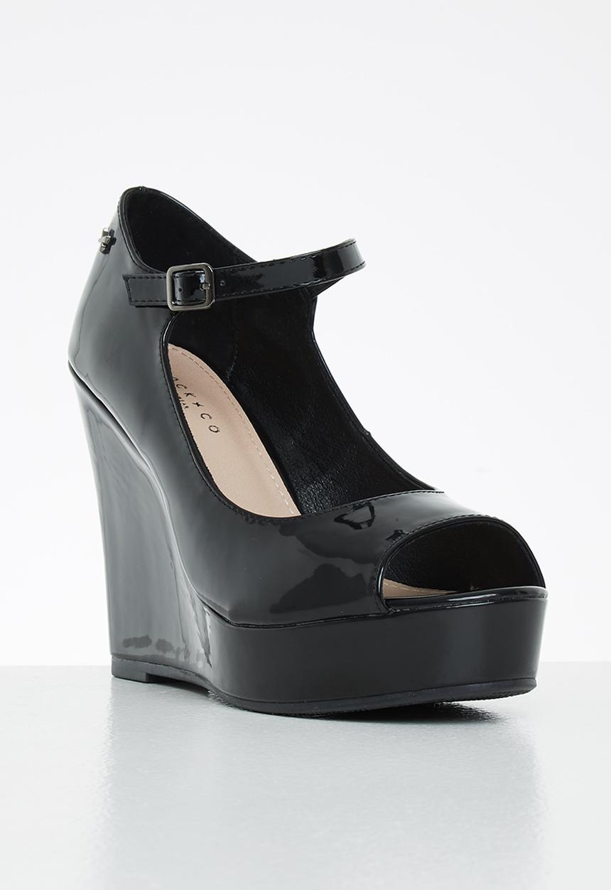 Rock & Co - Panama 1 mary jane wedge heel - black
