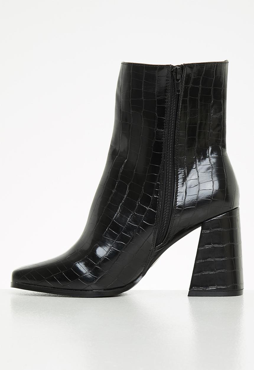 Z_Code_Z - Emily square toe ankle boot - black croc