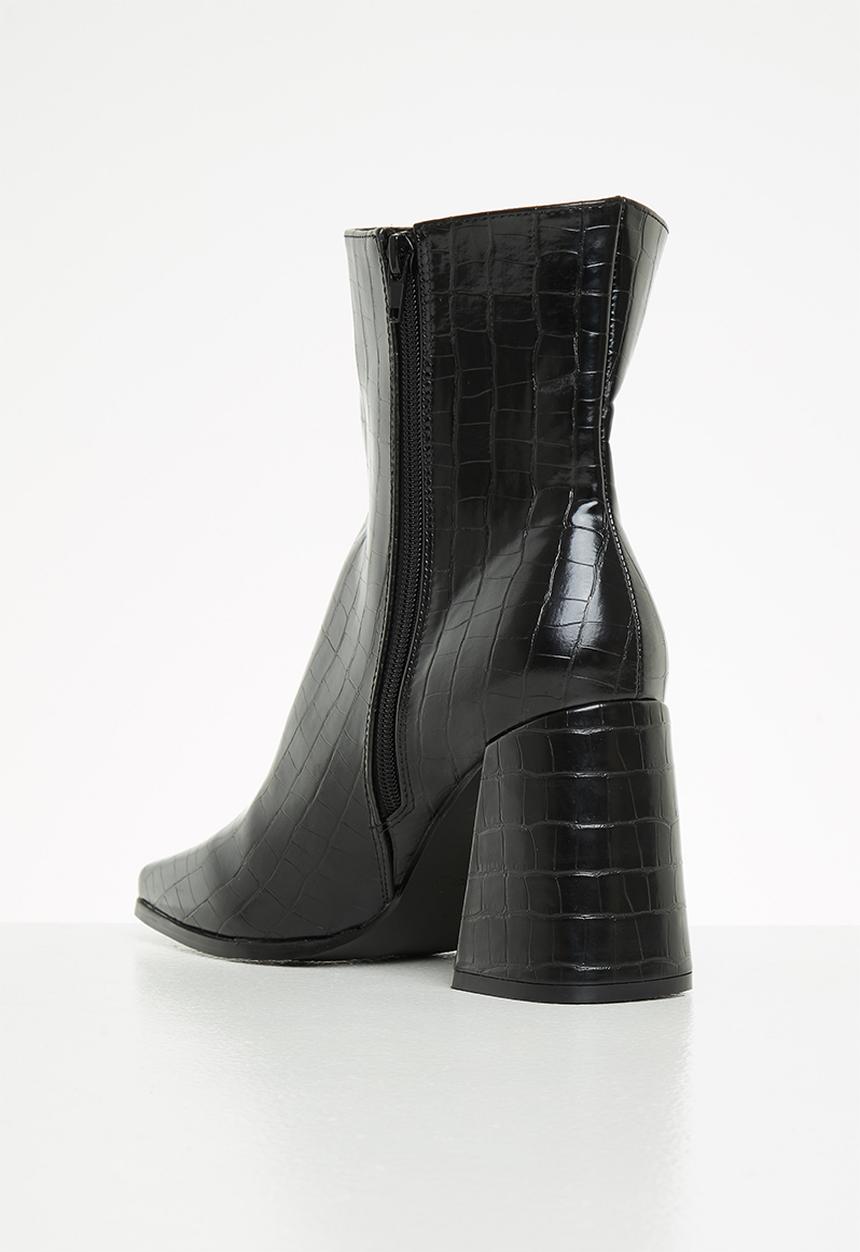 Z_Code_Z - Emily square toe ankle boot - black croc