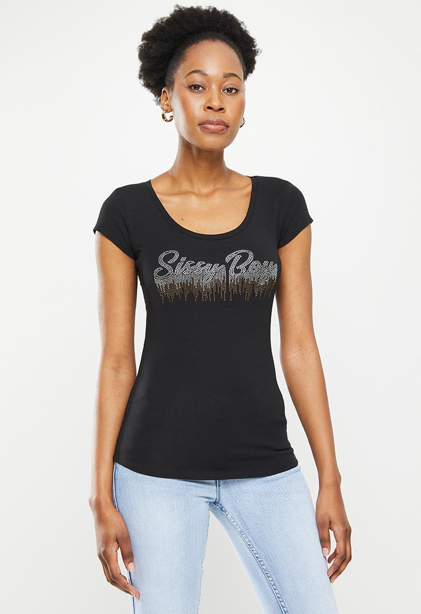 SISSY BOY - Logo top with cap sleeves - black