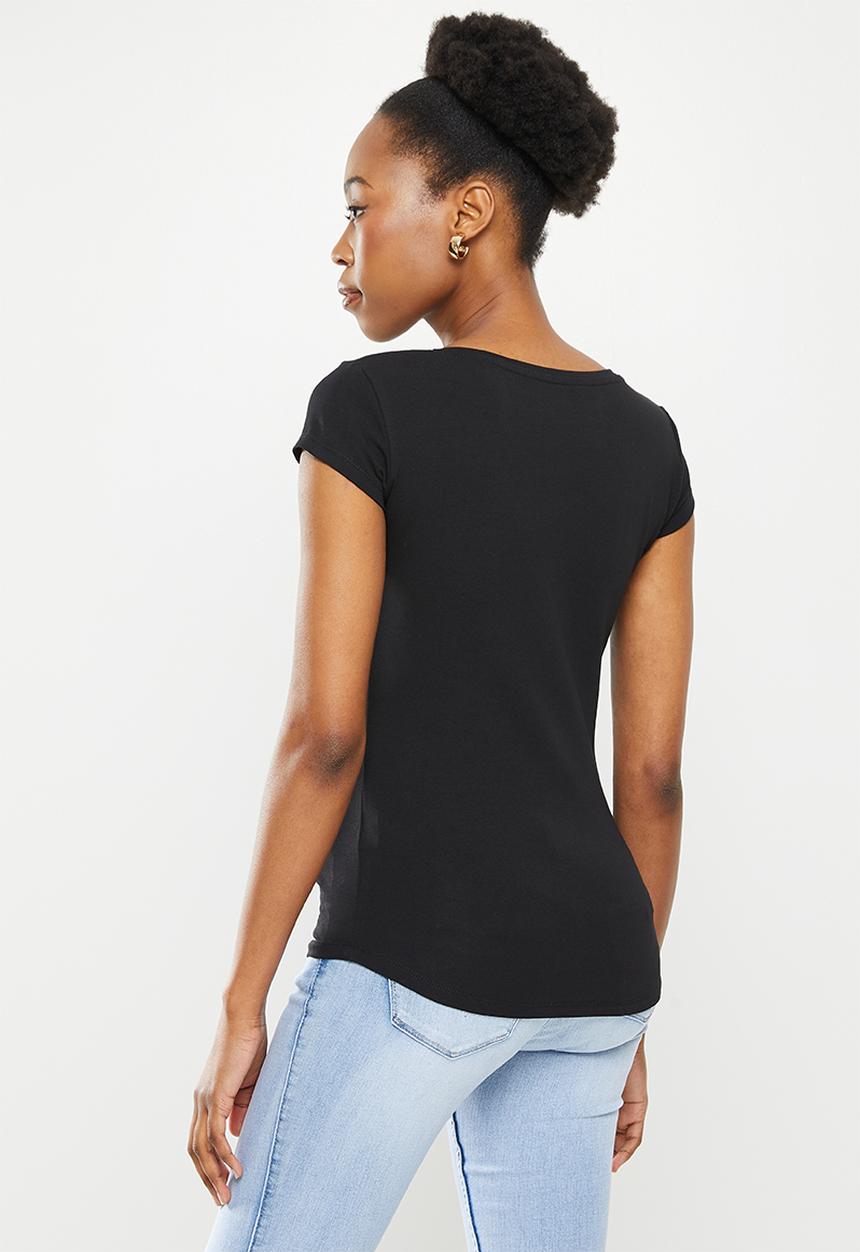 SISSY BOY - Logo top with cap sleeves - black